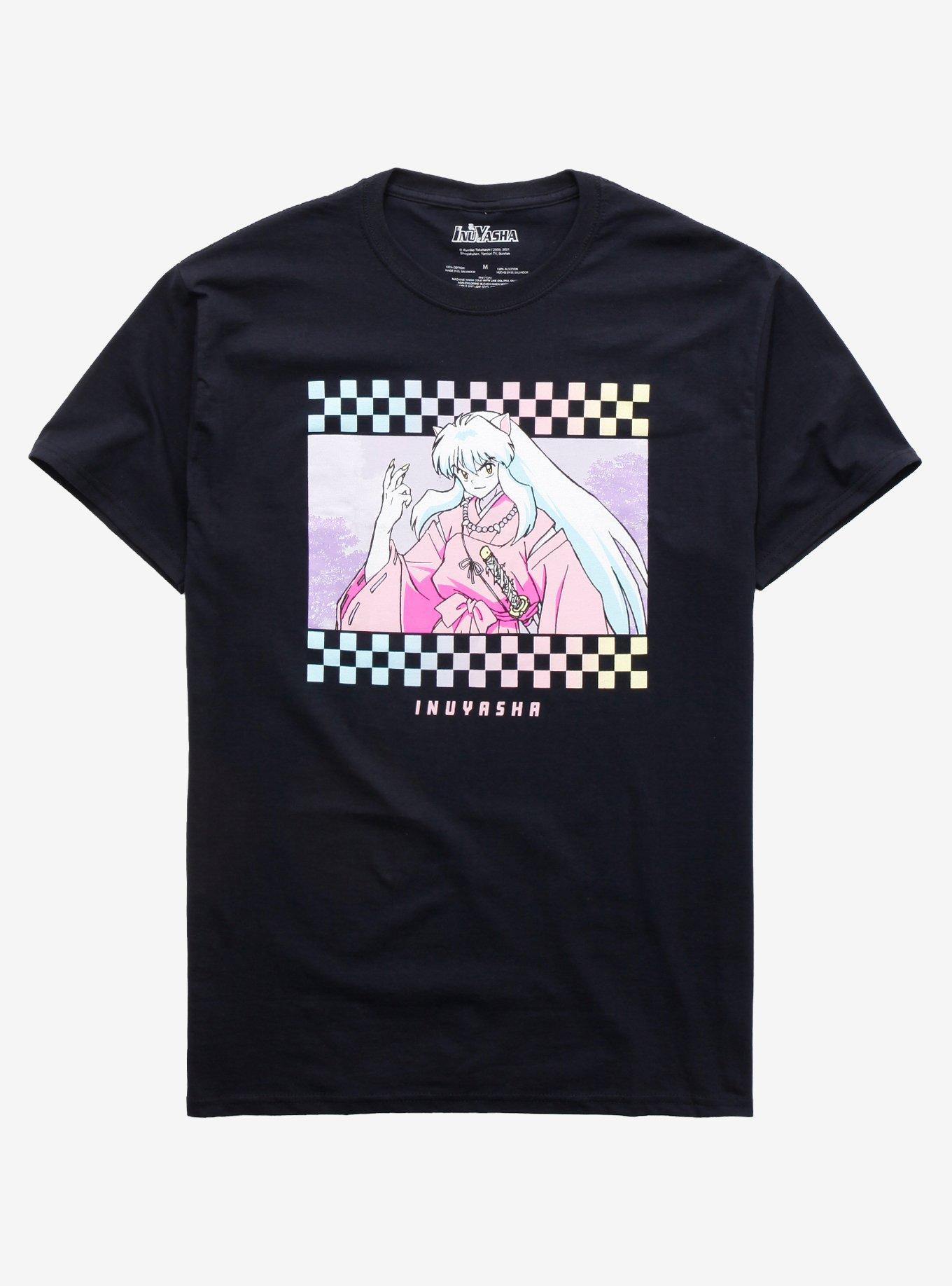 InuYasha Pastel Checkered Boyfriend Fit Girls T-Shirt, MULTI, hi-res