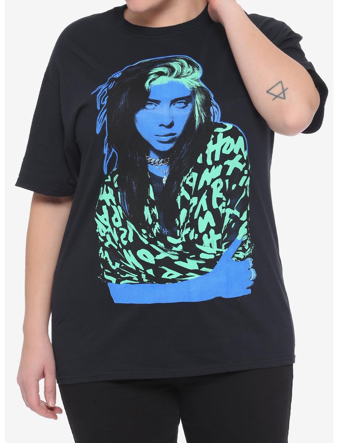 Billie Eilish Neon Portrait Girls T-Shirt Plus Size, BLACK, hi-res