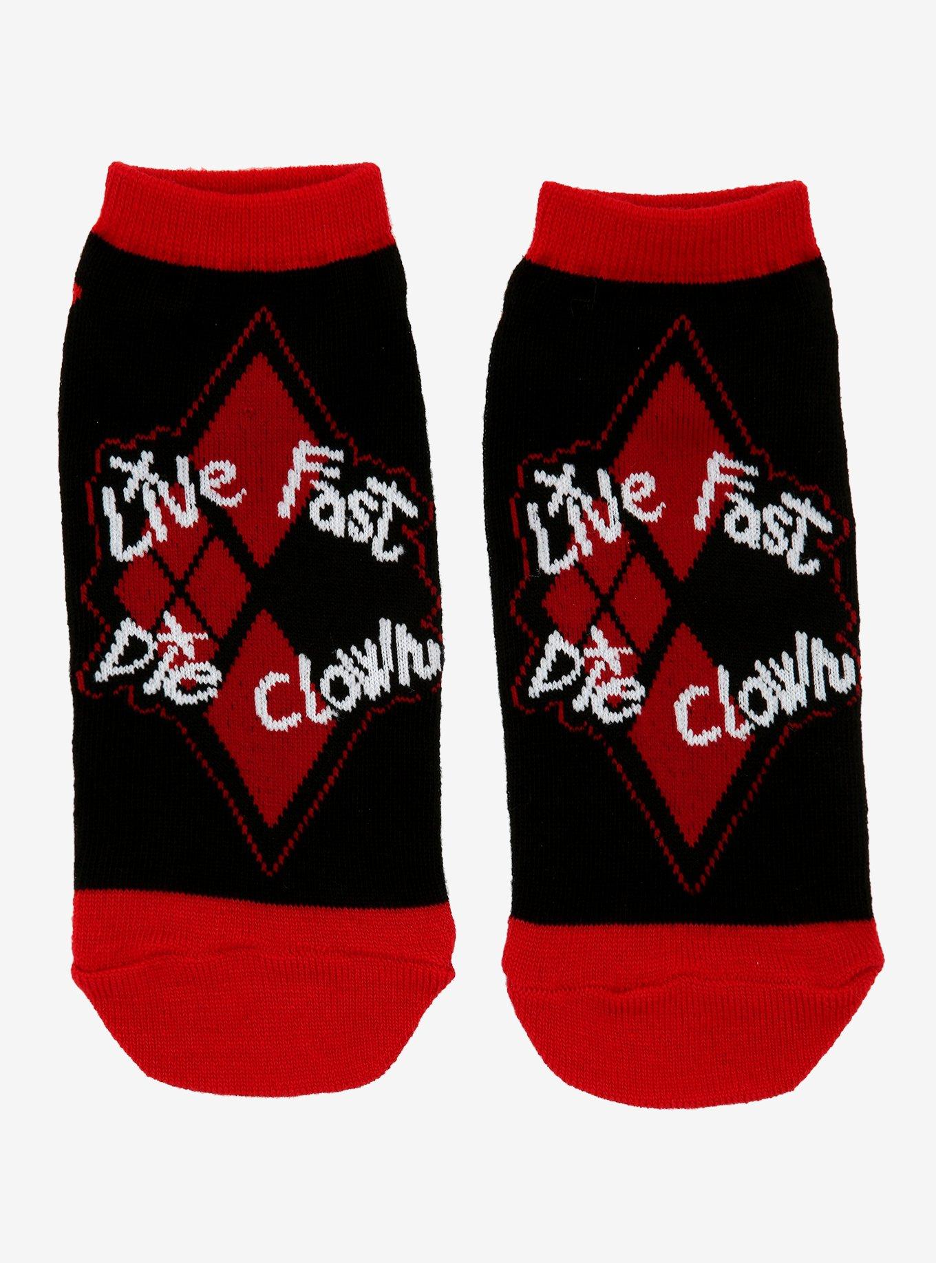DC Comics The Suicide Squad Harley Quinn Live Fast Die Clown No-Show Socks, , hi-res