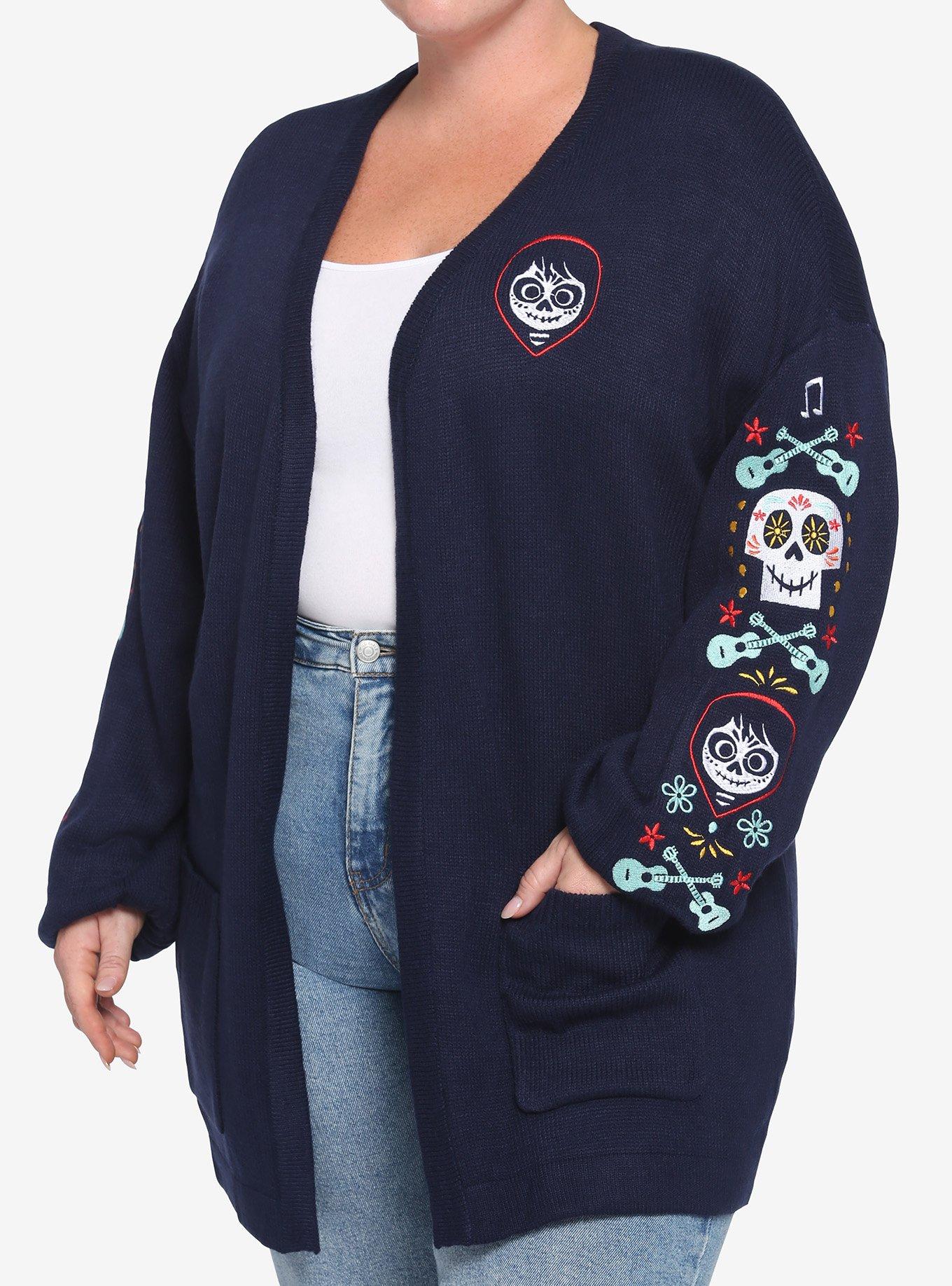 Disney Pixar Coco Embroidered Skulls Open Cardigan Plus Size, MULTI, hi-res