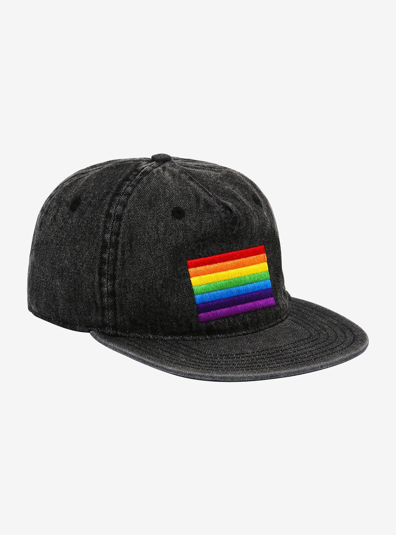 Rainbow Pride Grey Wash Snapback Hat, , hi-res