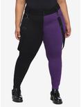 HT Denim Black & Purple Split Suspender Hi-Rise Super Skinny Jeans Plus Size, MULTI, hi-res