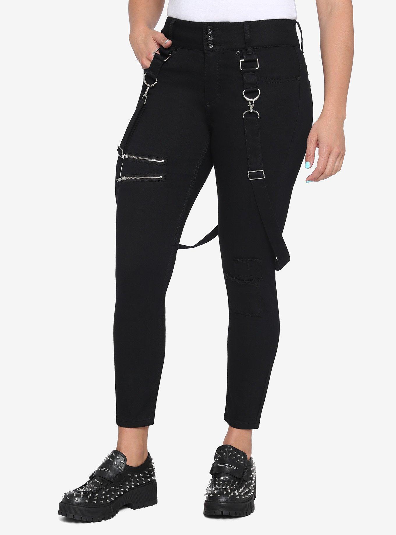 Hot Topic, Pants & Jumpsuits, Hot Topic Denim Black Suspenders Size 7