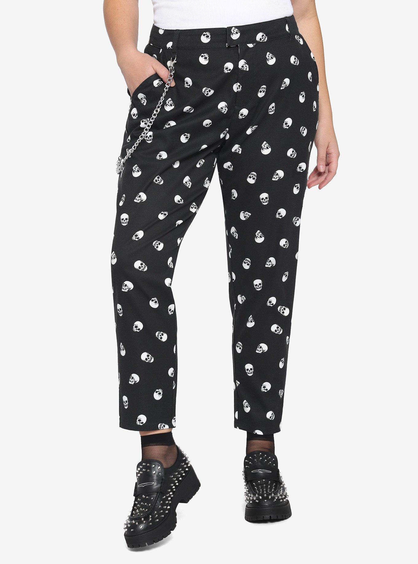 Black & White Skull Tapered Pants Plus Size