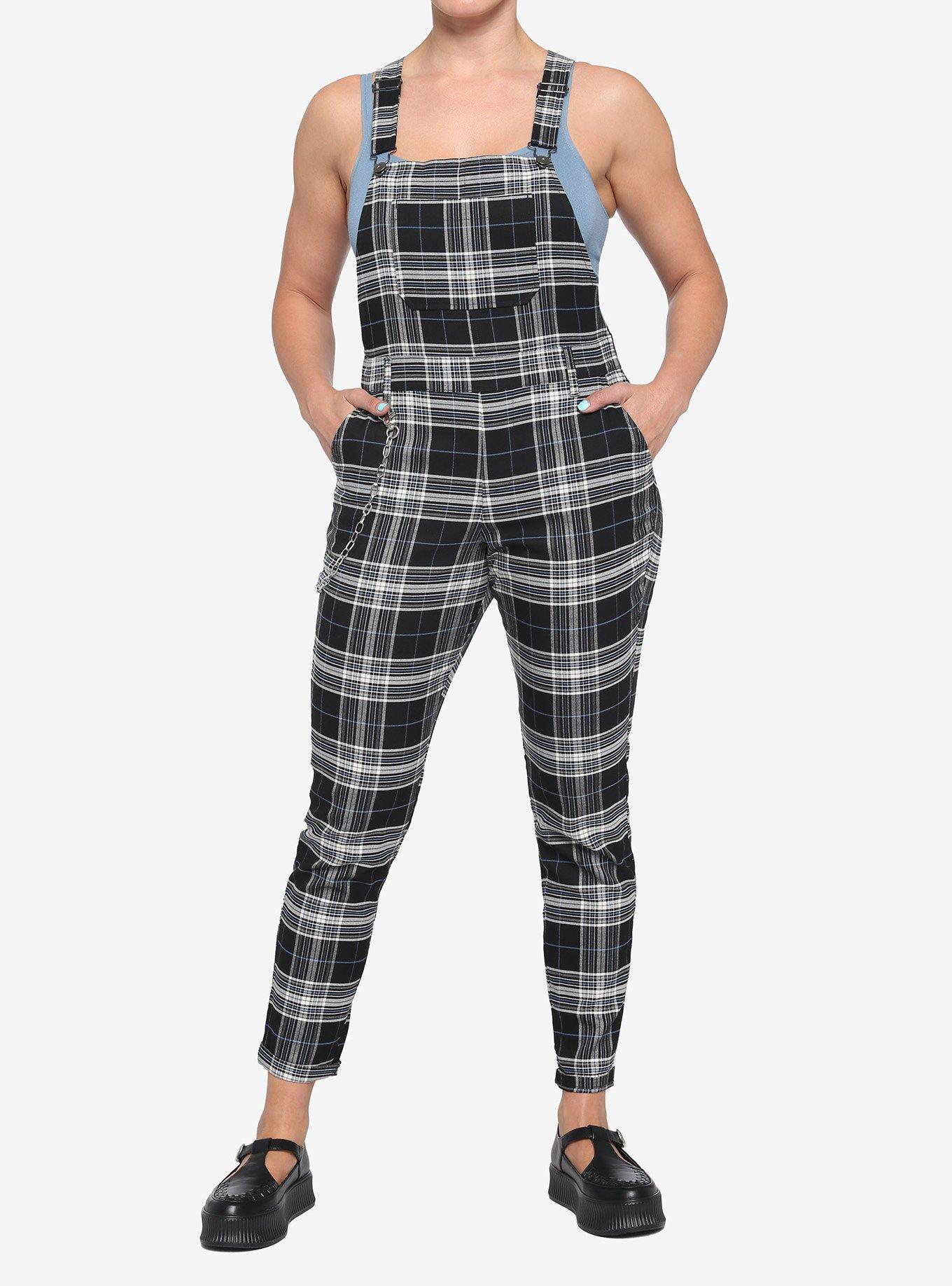 Black & White Plaid Overalls