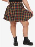Rainbow Plaid Double Buckle Pleated Skirt Plus Size, RAINBOW, hi-res