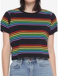 Rainbow Stripe Crop T-Shirt, RAINBOW, hi-res