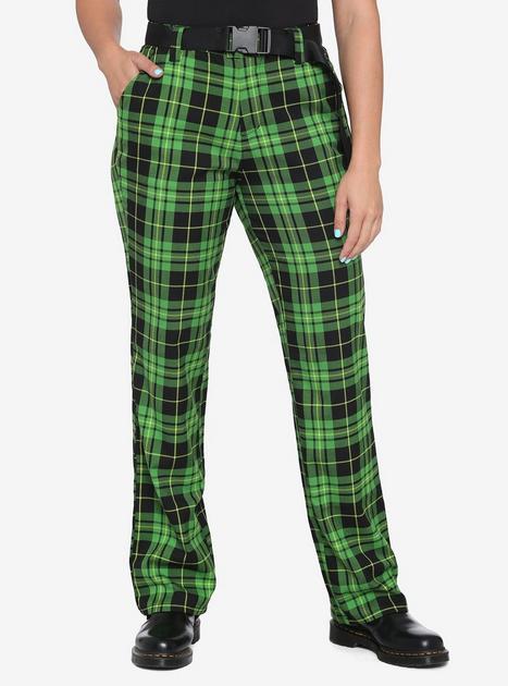 HT Hot Topic * Green Plaid Suspender Pants Trousers Punk Emo Cosplay *NWT  *W-15*