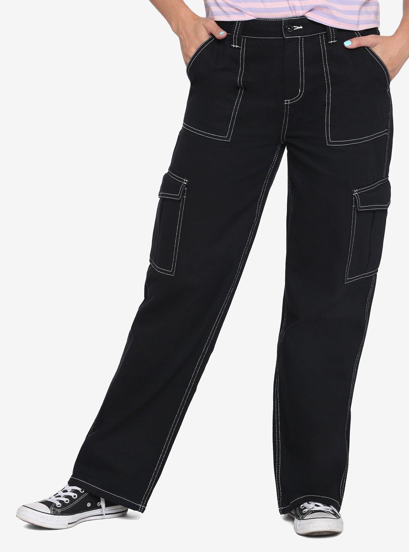 Hot Topic Black & White Zip-Off Carpenter Pants