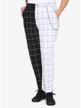 HT Denim Black & White Plaid Split Pants With Detachable Chain Plus Size, MULTI, hi-res