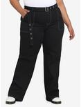 HT Denim Black & Turquoise Stitch Hi-Rise Carpenter Pants Plus Size, MULTI, hi-res