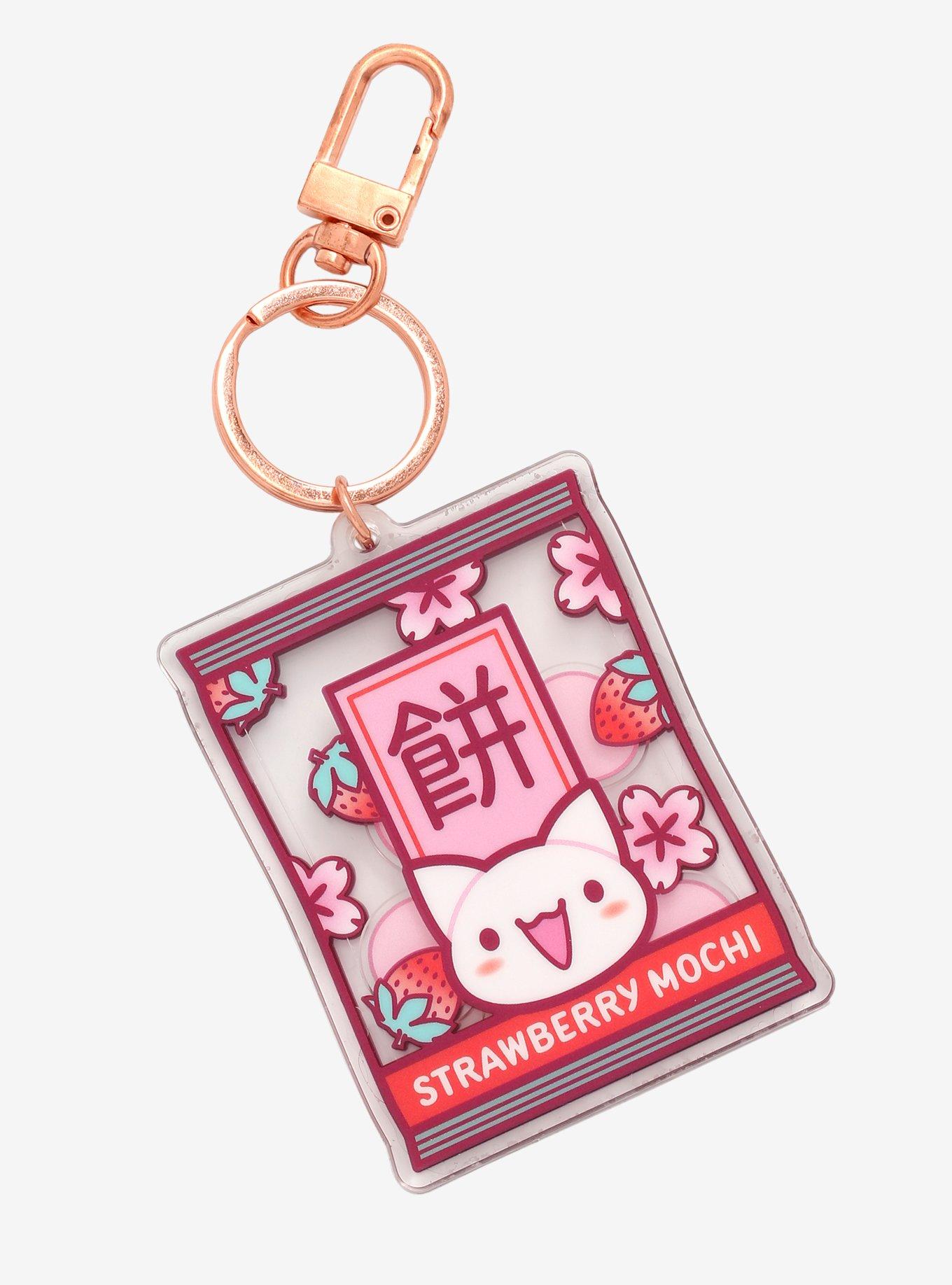 Strawberry Mochi Cat Shaker Key Chain, , hi-res