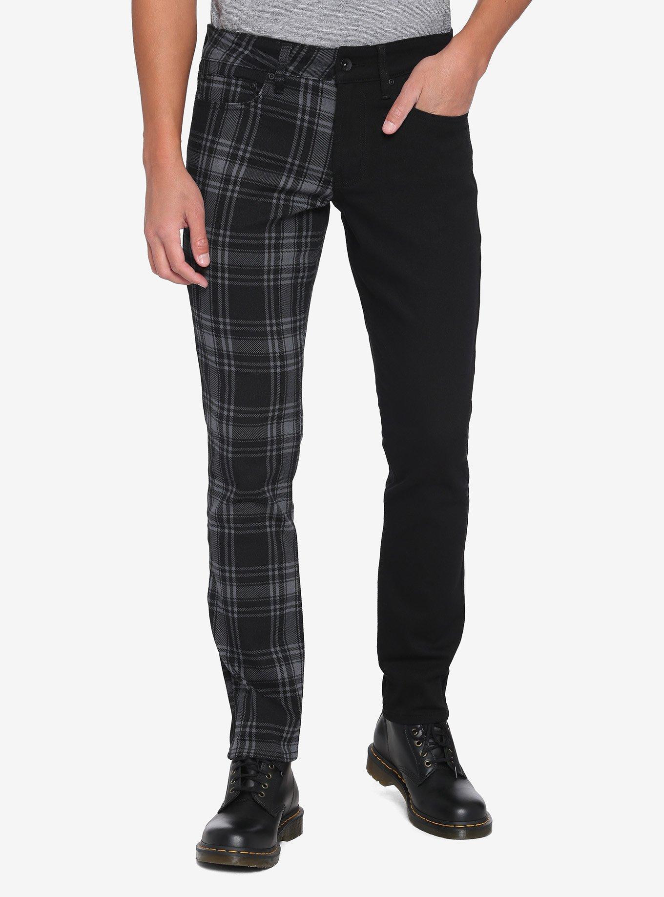 Men's plaid skinny on sale jeans