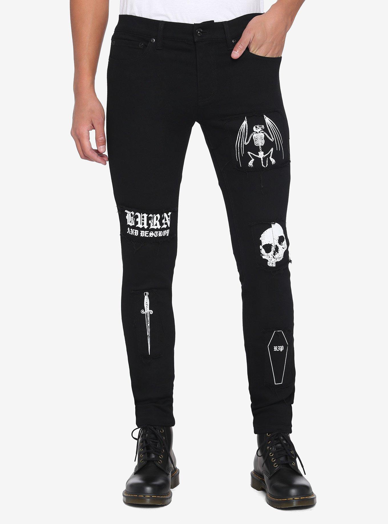 Black Patches Stinger Jeans, BLACK, hi-res