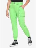 Neon Green Grommet Belt Cargo Jogger Pants, GREEN, hi-res
