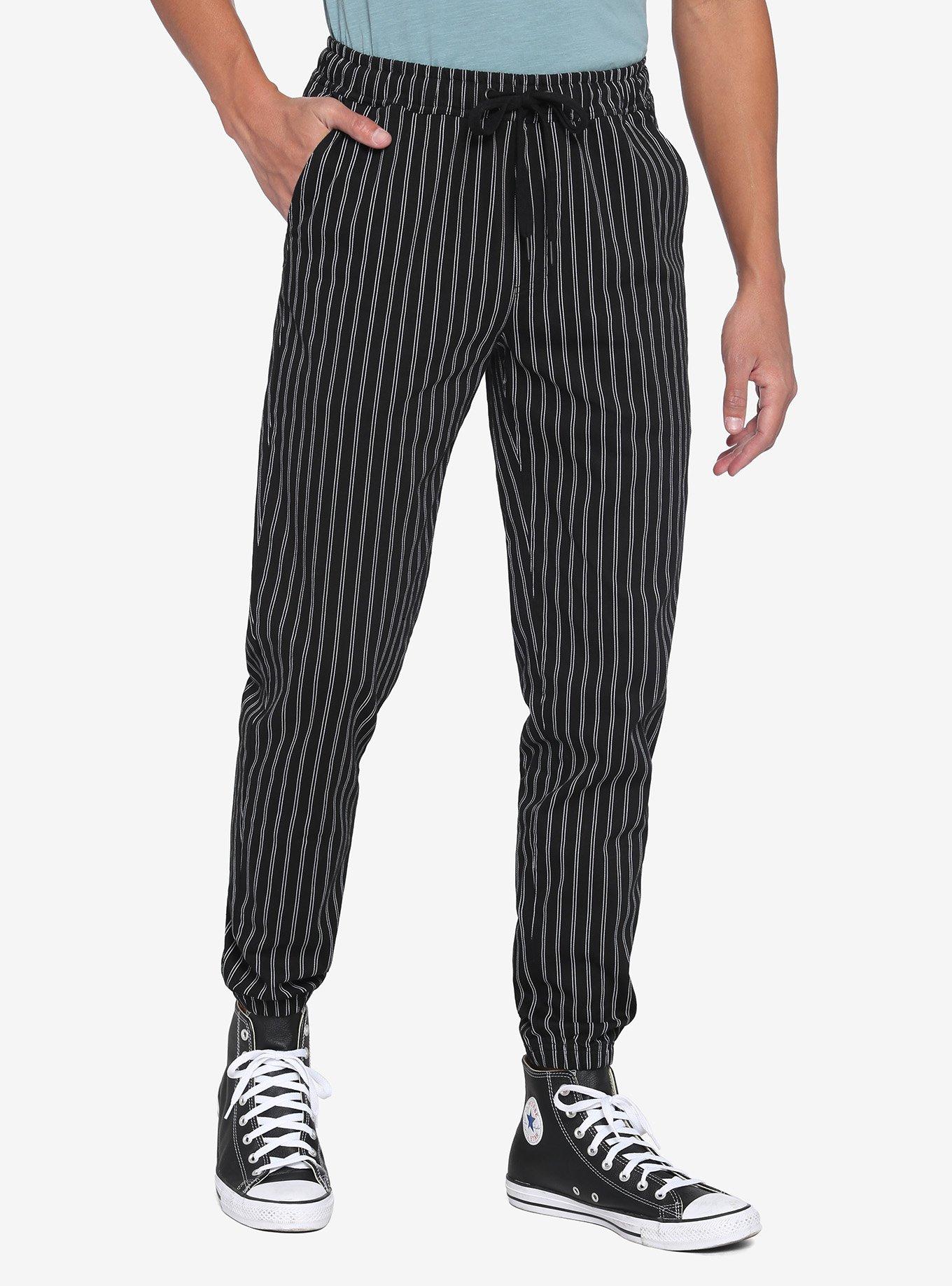 Black & White Pinstripe Jogger Pants