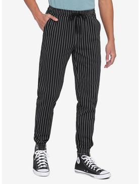 Black & White Pinstripe Jogger Pants, , hi-res