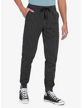 Black & White Pinstripe Jogger Pants, , hi-res