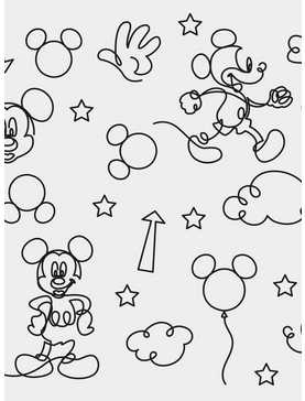 Disney Mickey Mouse Black And White Line Art Peel & Stick Wallpaper, , hi-res