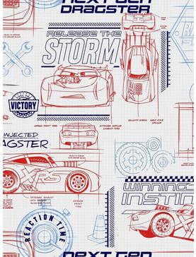 Disney Pixar Cars Red And White Schematic Peel & Stick Wallpaper, , hi-res