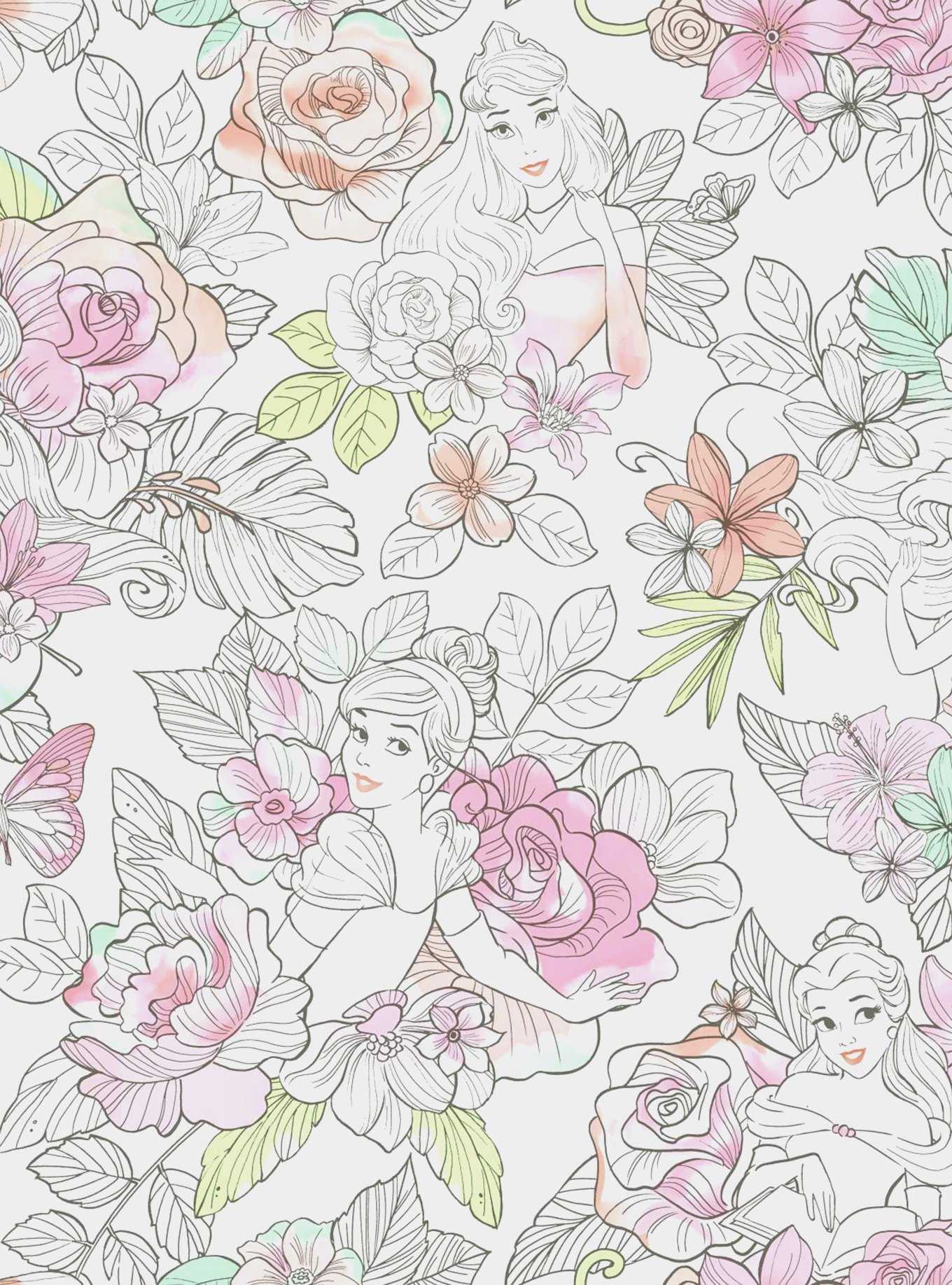Disney Princess Royal Floral Peel & Stick Wallpaper, , hi-res