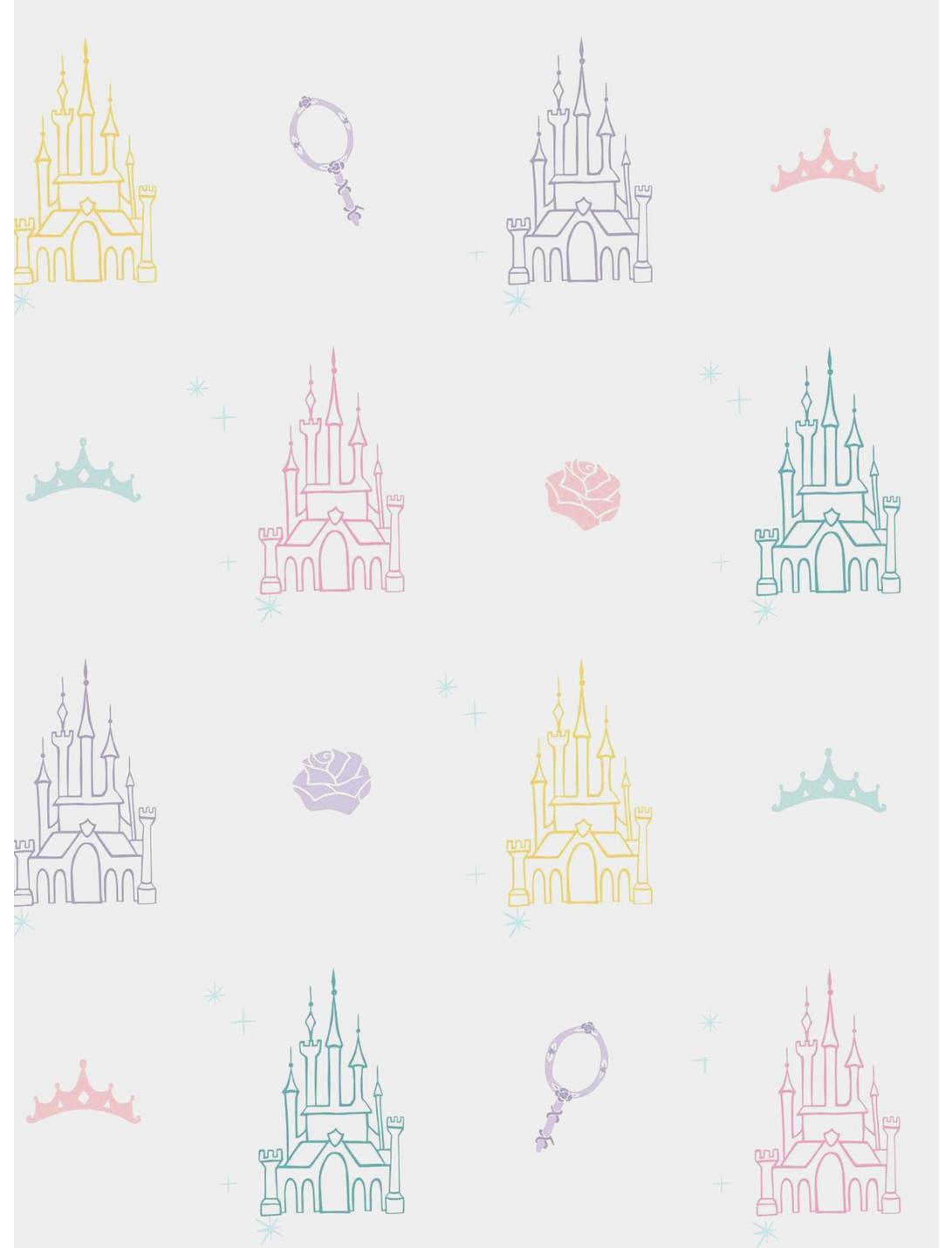 Disney Princesses White And Purple Castle Peel & Stick Wallpaper, , hi-res
