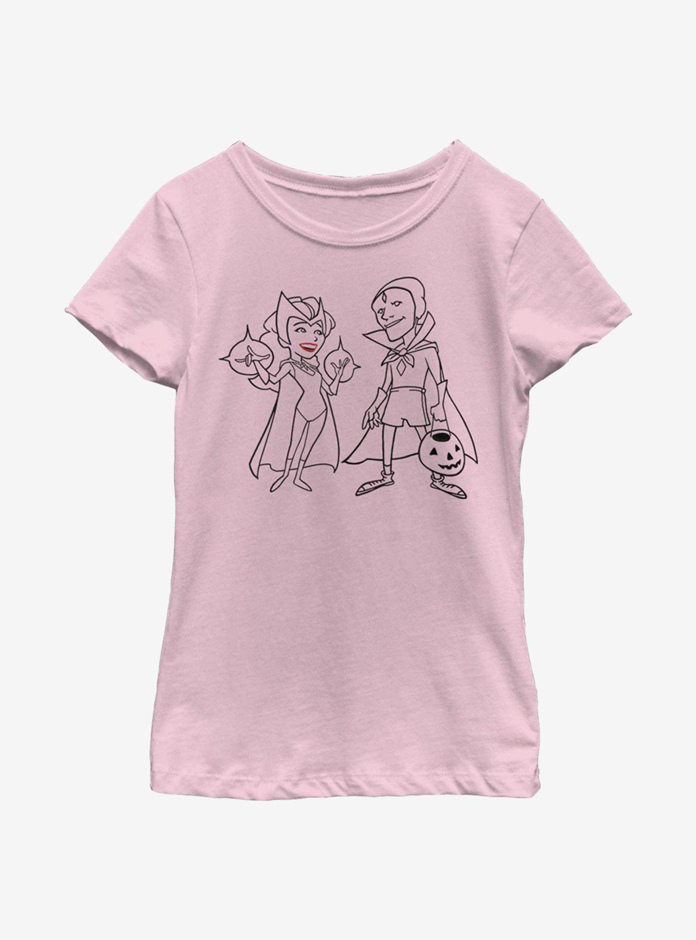 Marvel WandaVision Simple Ink Youth Girls T-Shirt, PINK, hi-res