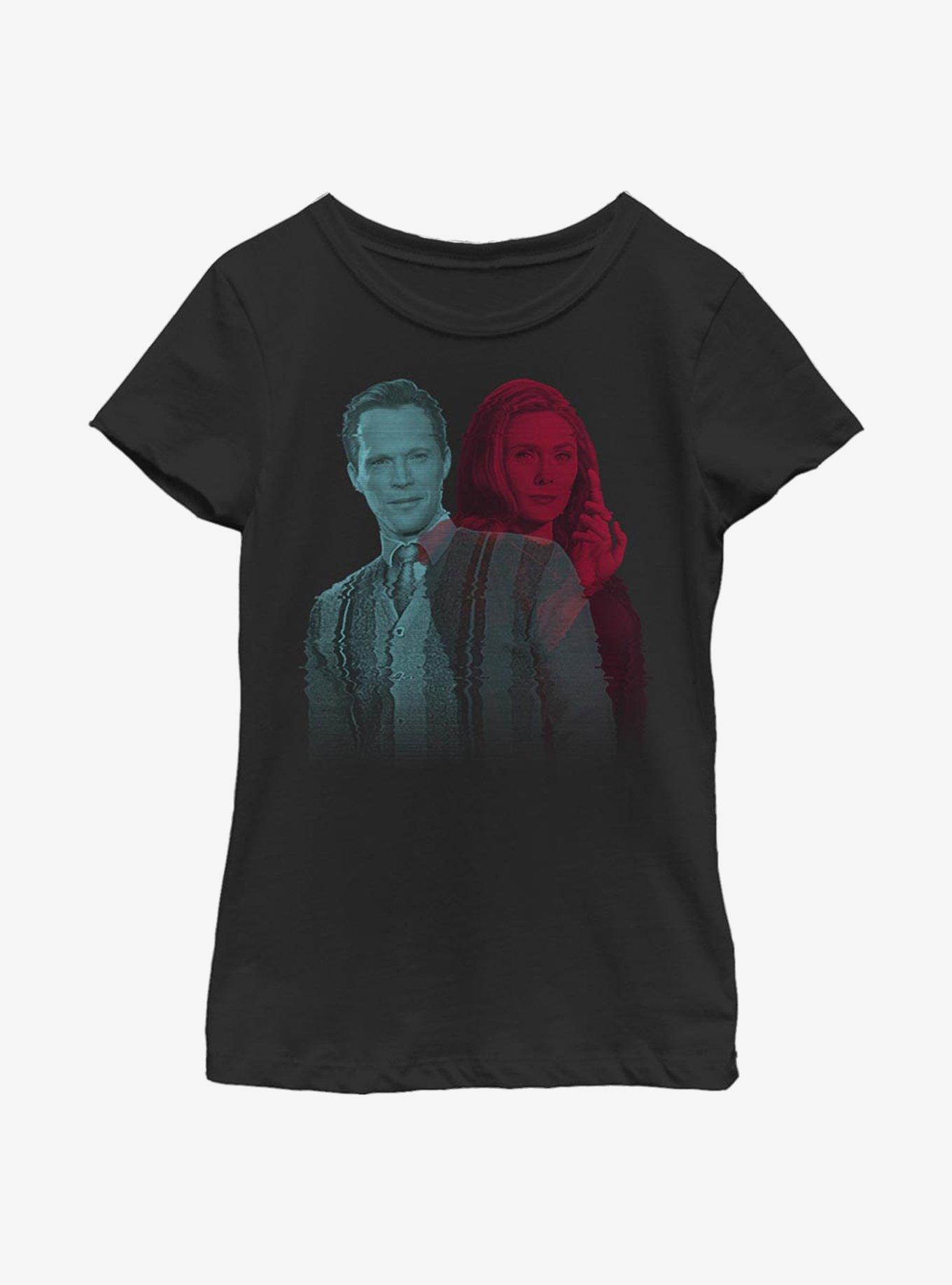 Marvel WandaVision Glitchy Overlay Youth Girls T-Shirt, BLACK, hi-res view 1