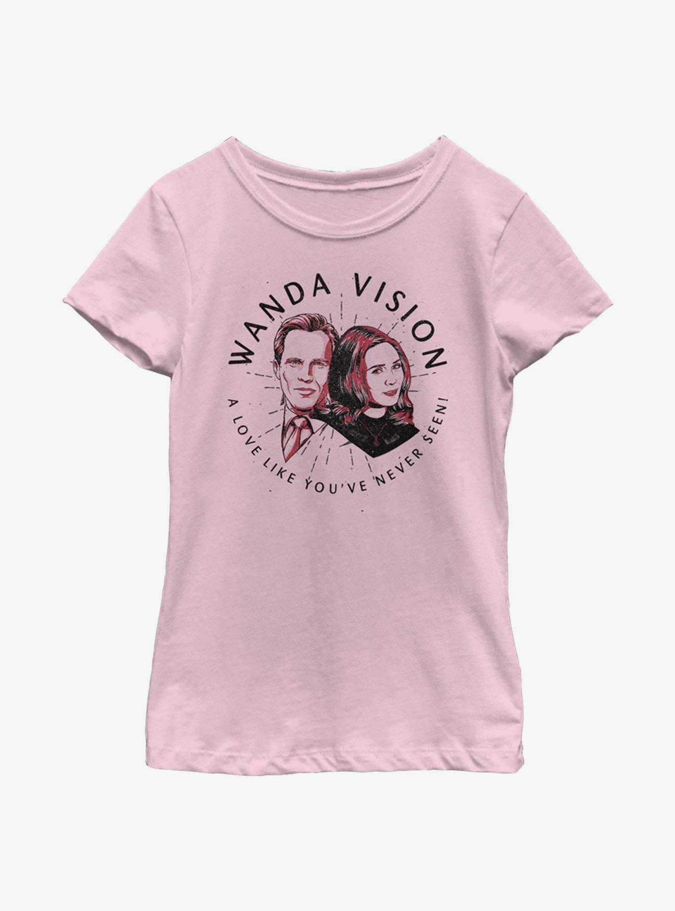 Marvel WandaVision Wanda Badge Youth Girls T-Shirt, PINK, hi-res