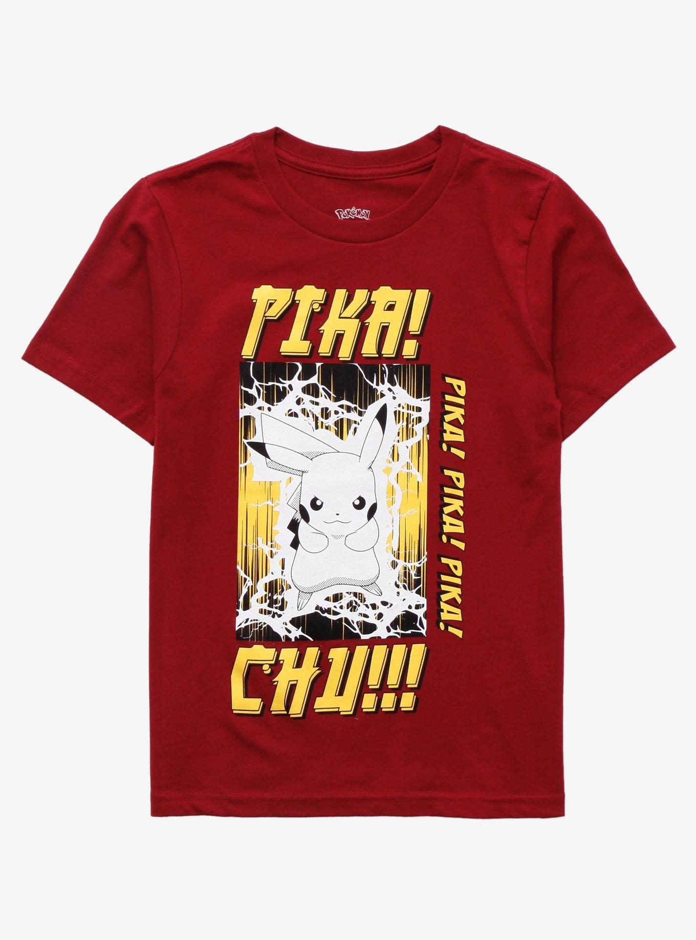 Pok&eacute;mon Pikachu Thunder Charge Youth T-Shirt - BoxLunch Exclusive, DARK RED, hi-res