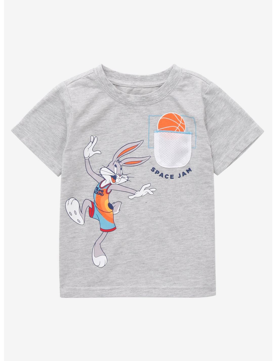 Space Jam: A New Legacy Bugs Bunny Hoops Toddler Pocket T-Shirt - BoxLunch Exclusive, LIGHT GREY, hi-res
