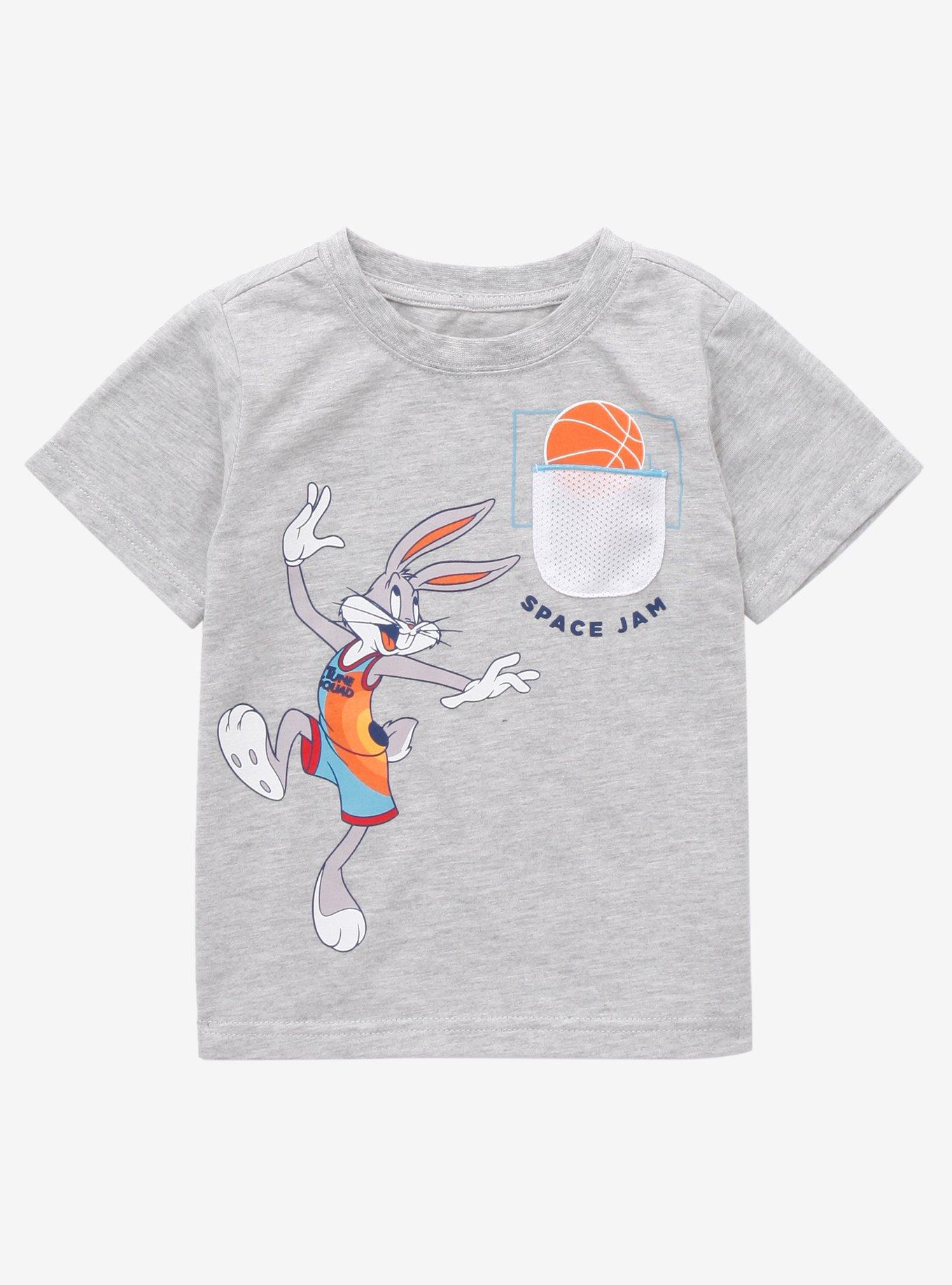 Space Jam: A New Legacy Bugs Bunny Hoops Toddler Pocket T-Shirt - BoxLunch Exclusive, LIGHT GREY, hi-res