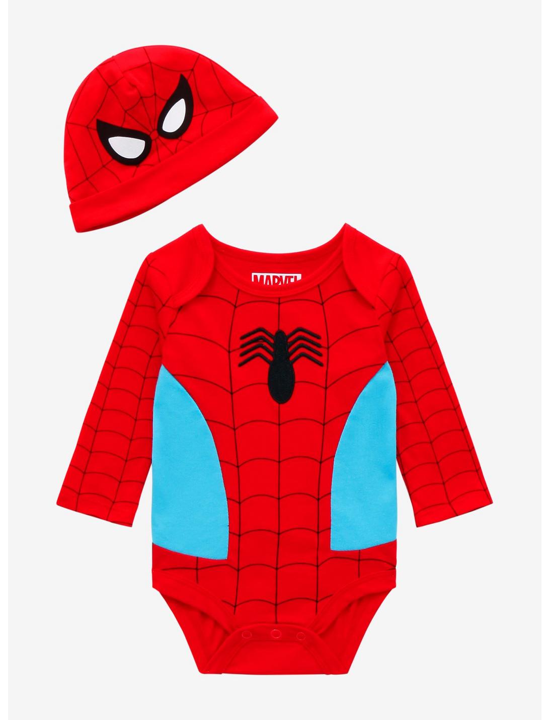 Marvel Spider-Man Suit Infant One-Piece - BoxLunch Exclusive, RED, hi-res