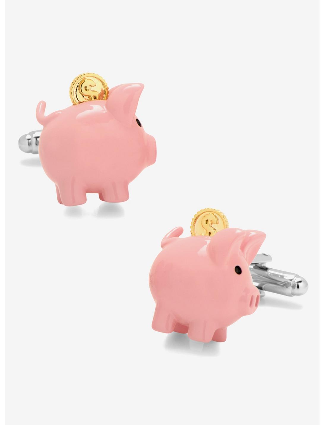 3D Piggy Bank Cufflinks, , hi-res