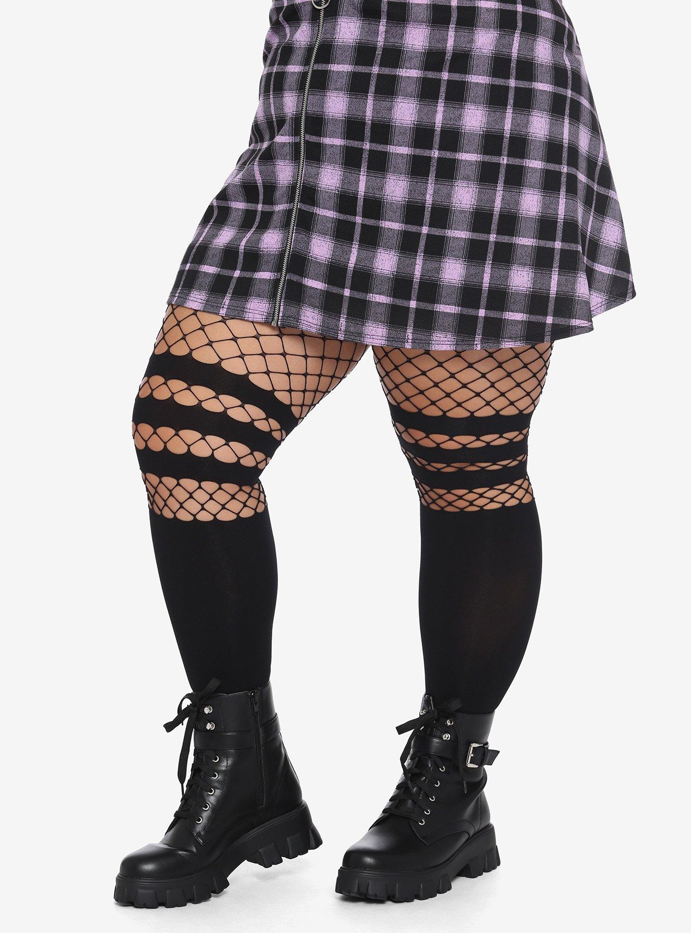 Black Stripes Faux Thigh High Tights