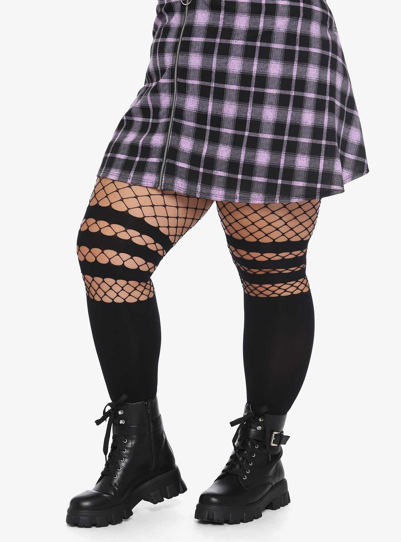 Adult Fishnet Stocking Tights, White, Plus Size, Wearable Costume Accessory  for Halloween