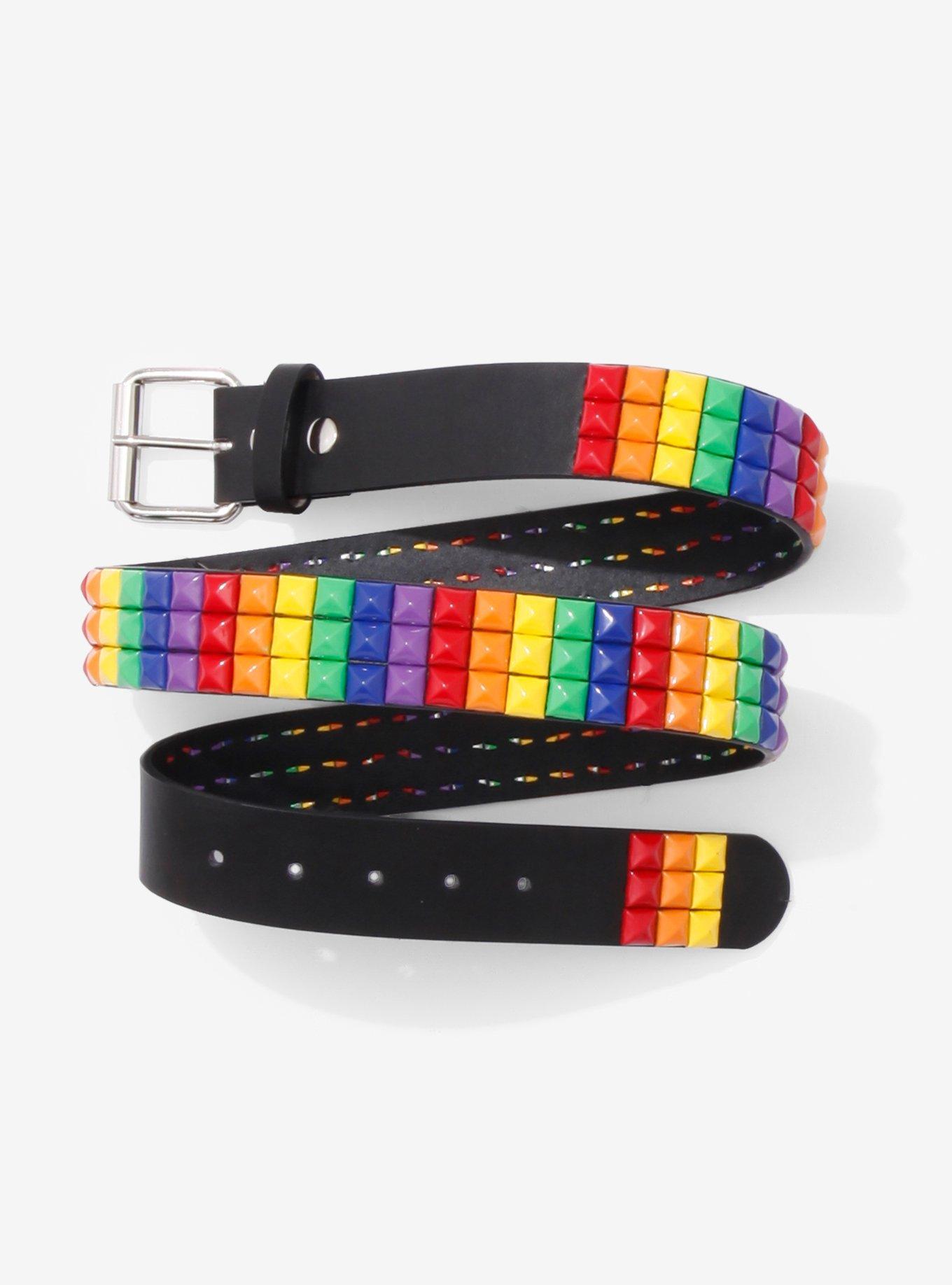 Rainbow Pyramid Stud Belt | Hot Topic