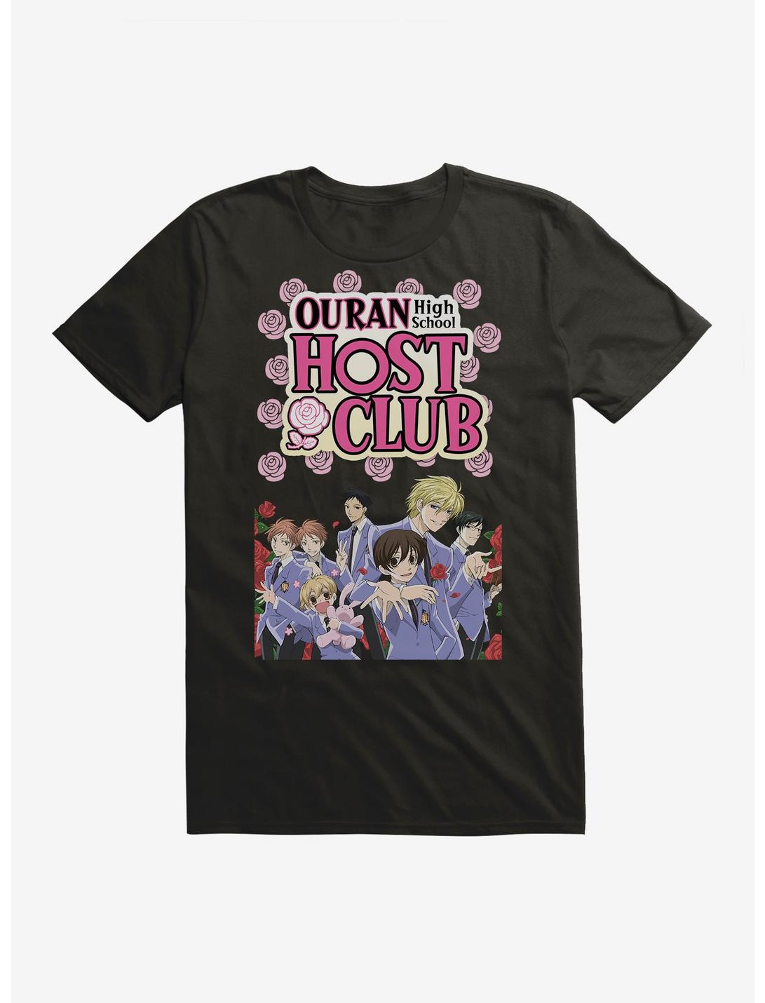 Ouran High School Host Club Pink Roses T-Shirt, BLACK, hi-res