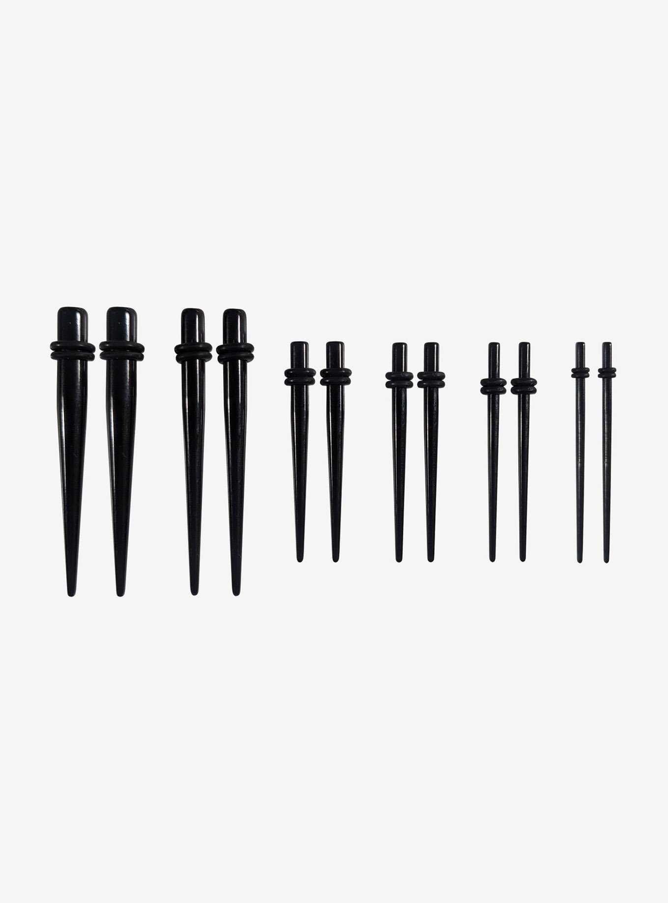 Acrylic Black Taper Plug Kit 14G - 4G, , hi-res