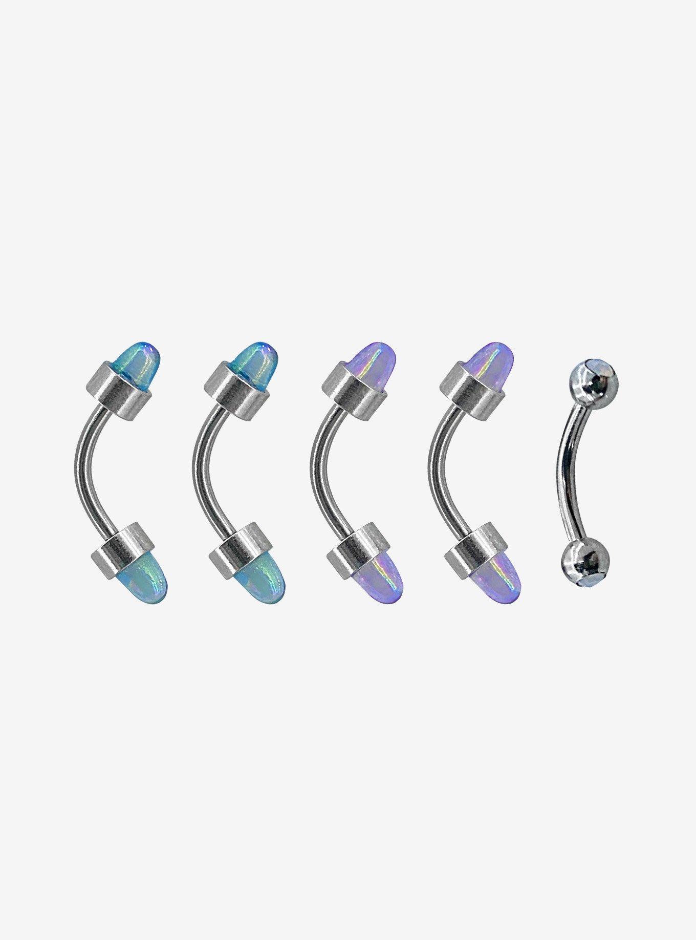 Steel Crystal Spike Eyebrow Barbell 5 Pack | Hot Topic