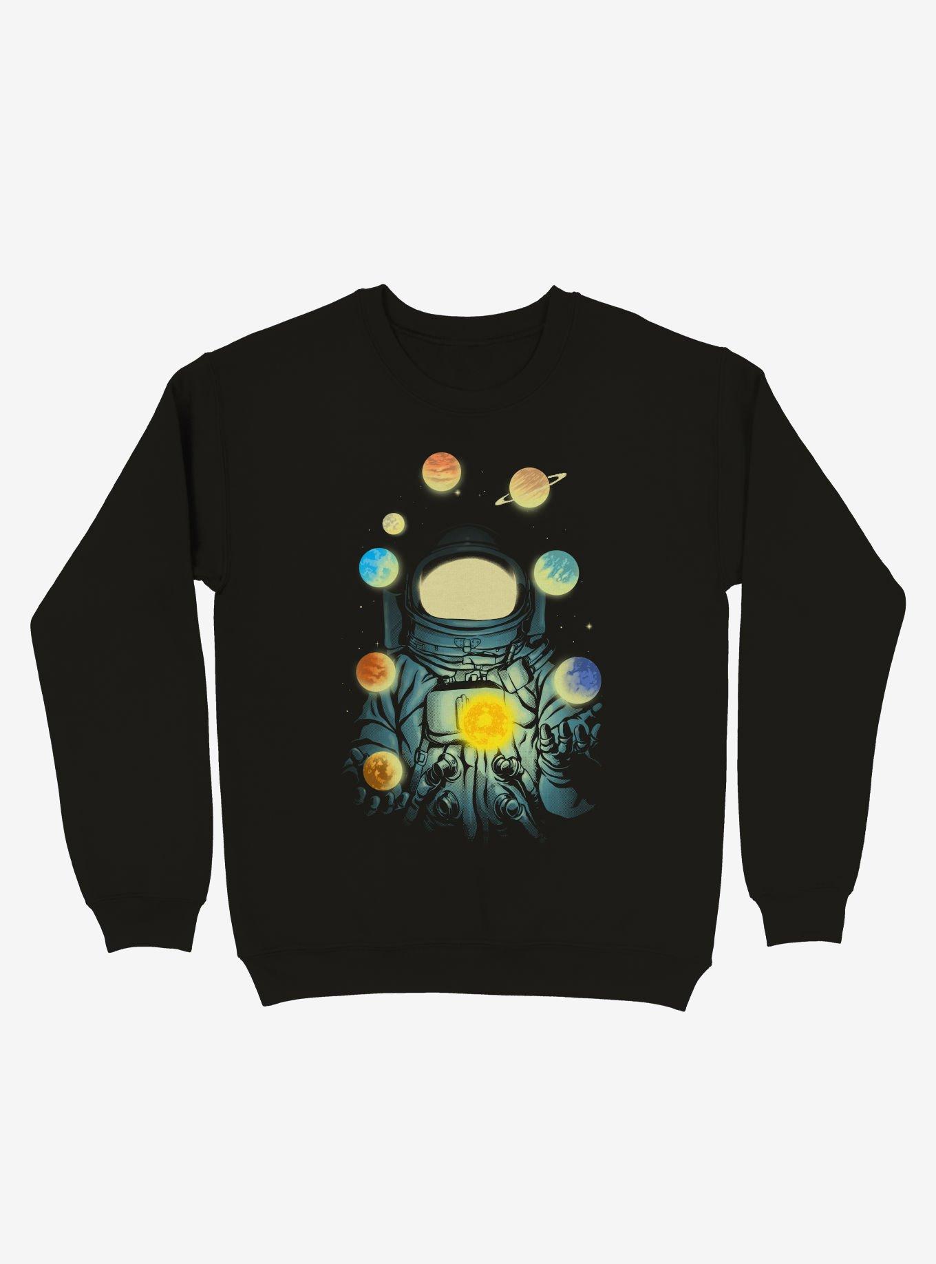 Astronaut Juggling Planets Crew Sweatshirt - BLACK | Hot Topic
