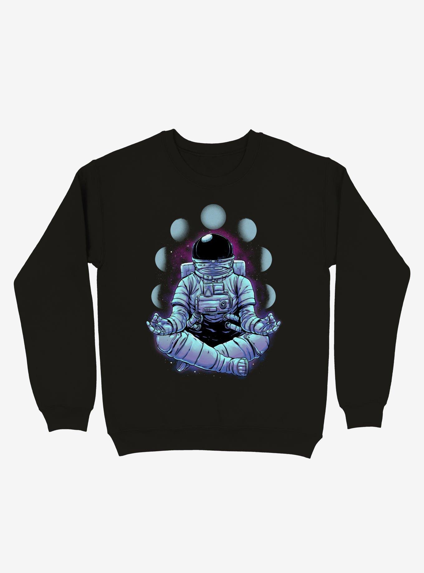 Astronaut Meditation Black Sweatshirt, , hi-res