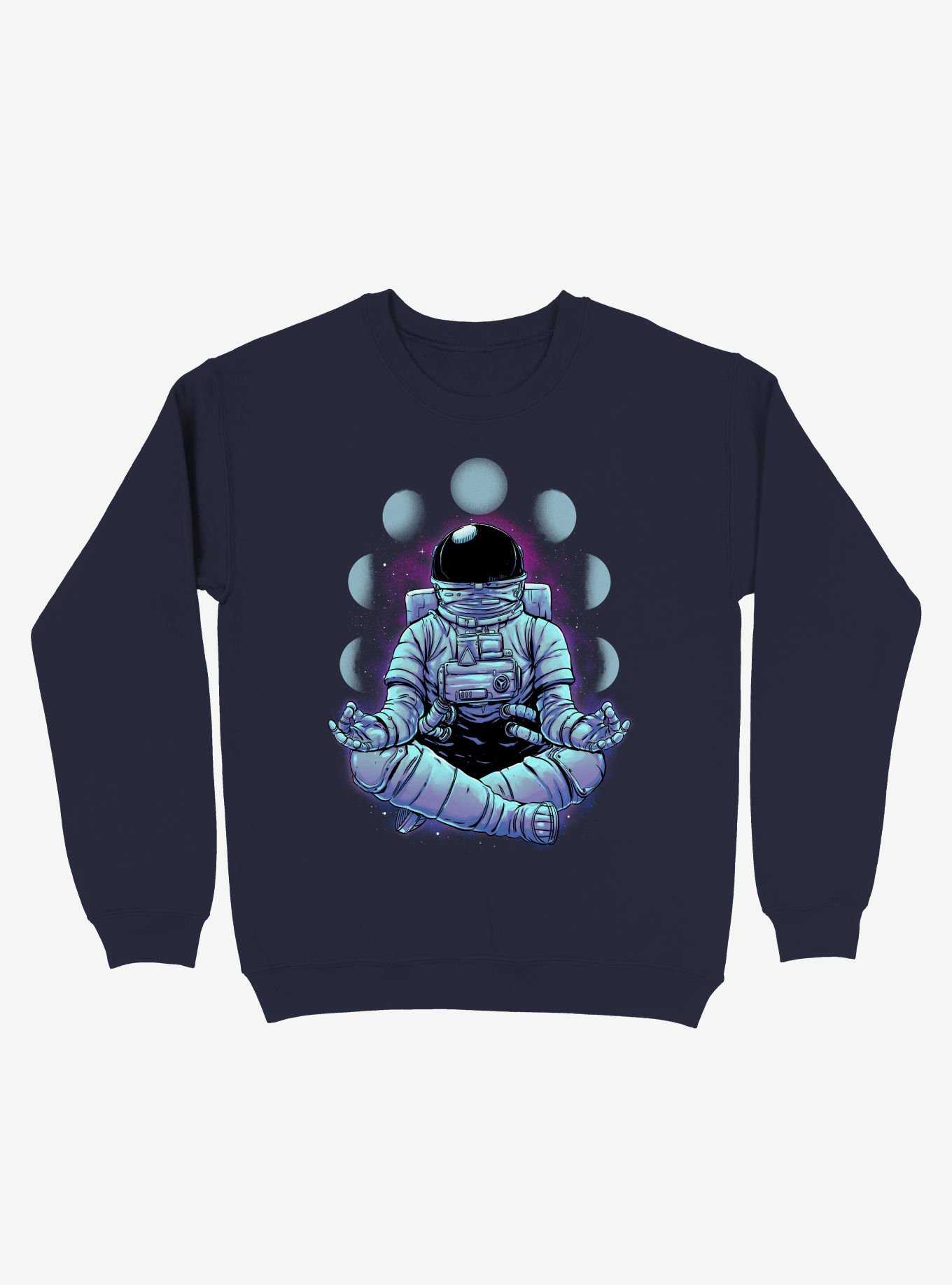 Astronaut Meditation Navy Blue Sweatshirt, , hi-res