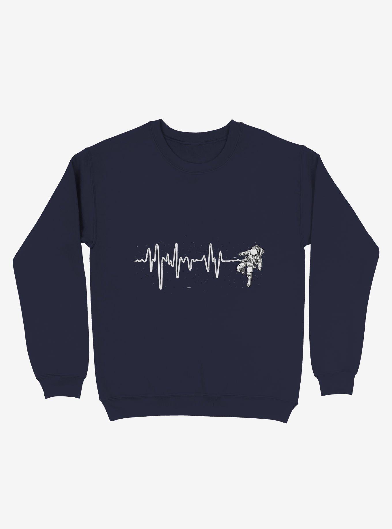 Astronaut Space Heartbeat Navy Blue Sweatshirt, , hi-res