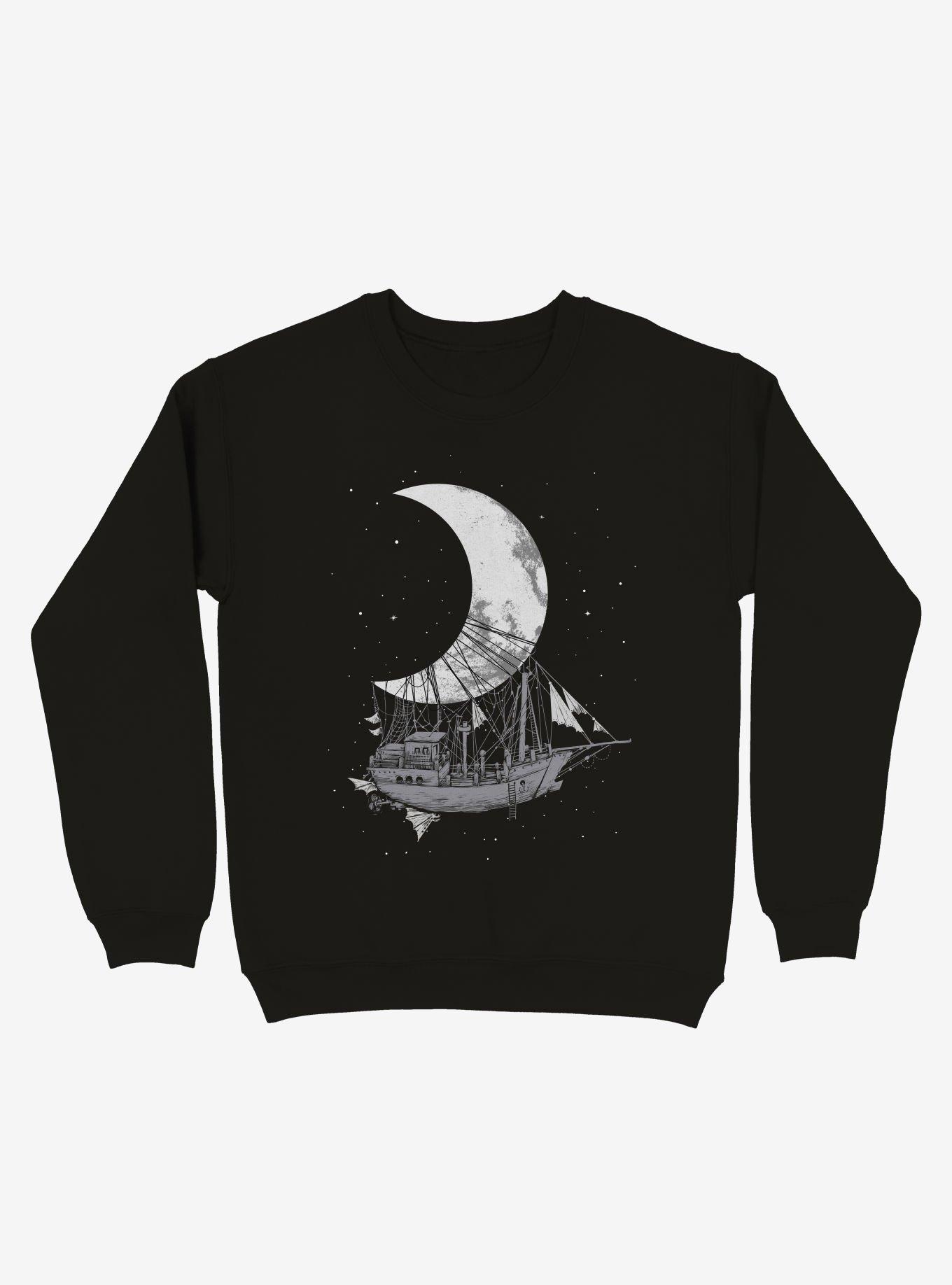 Ship Capturing Moon Black Sweatshirt, , hi-res