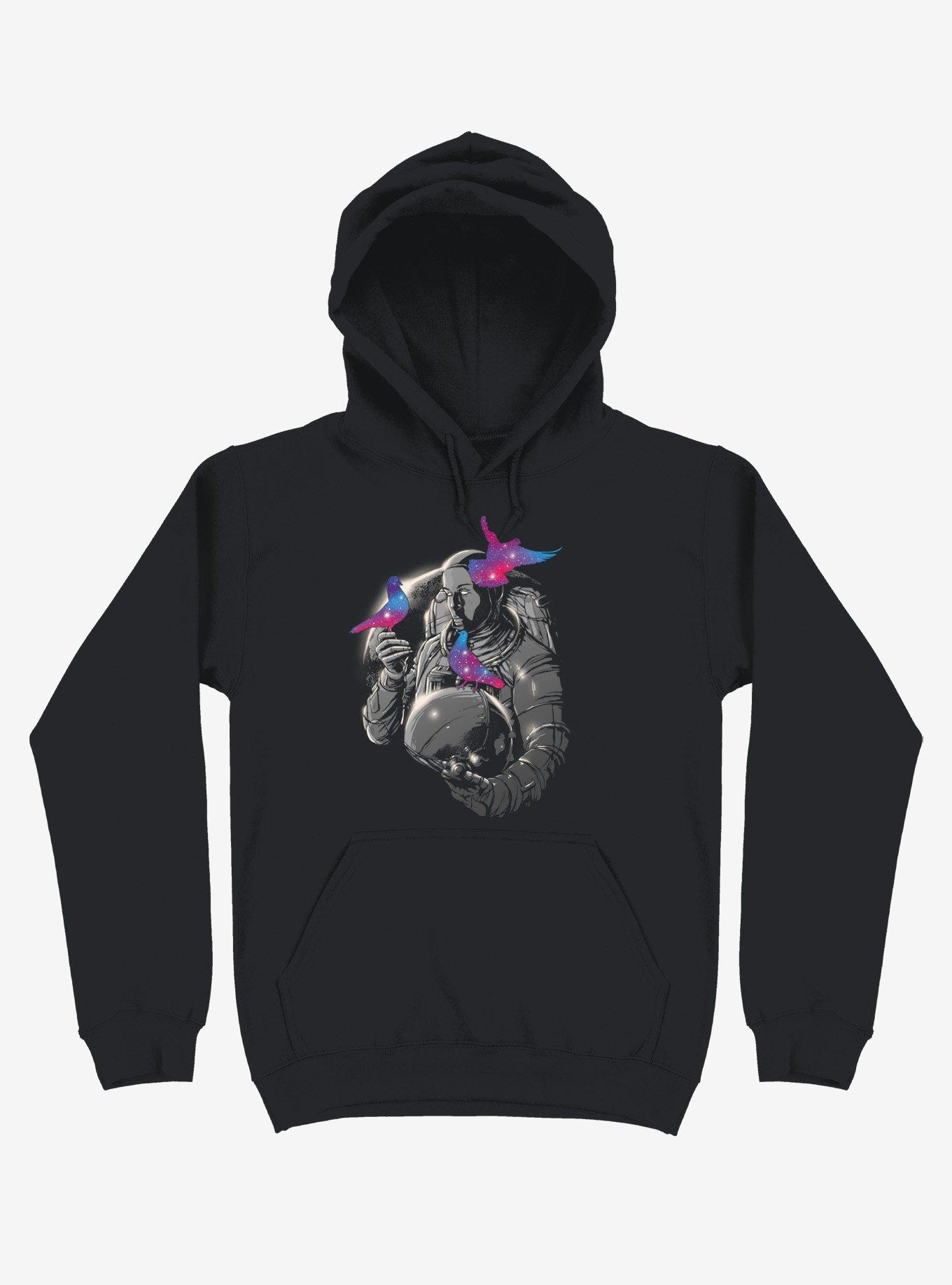Astronaut A Touch Of Whimsy Black Hoodie, BLACK, hi-res