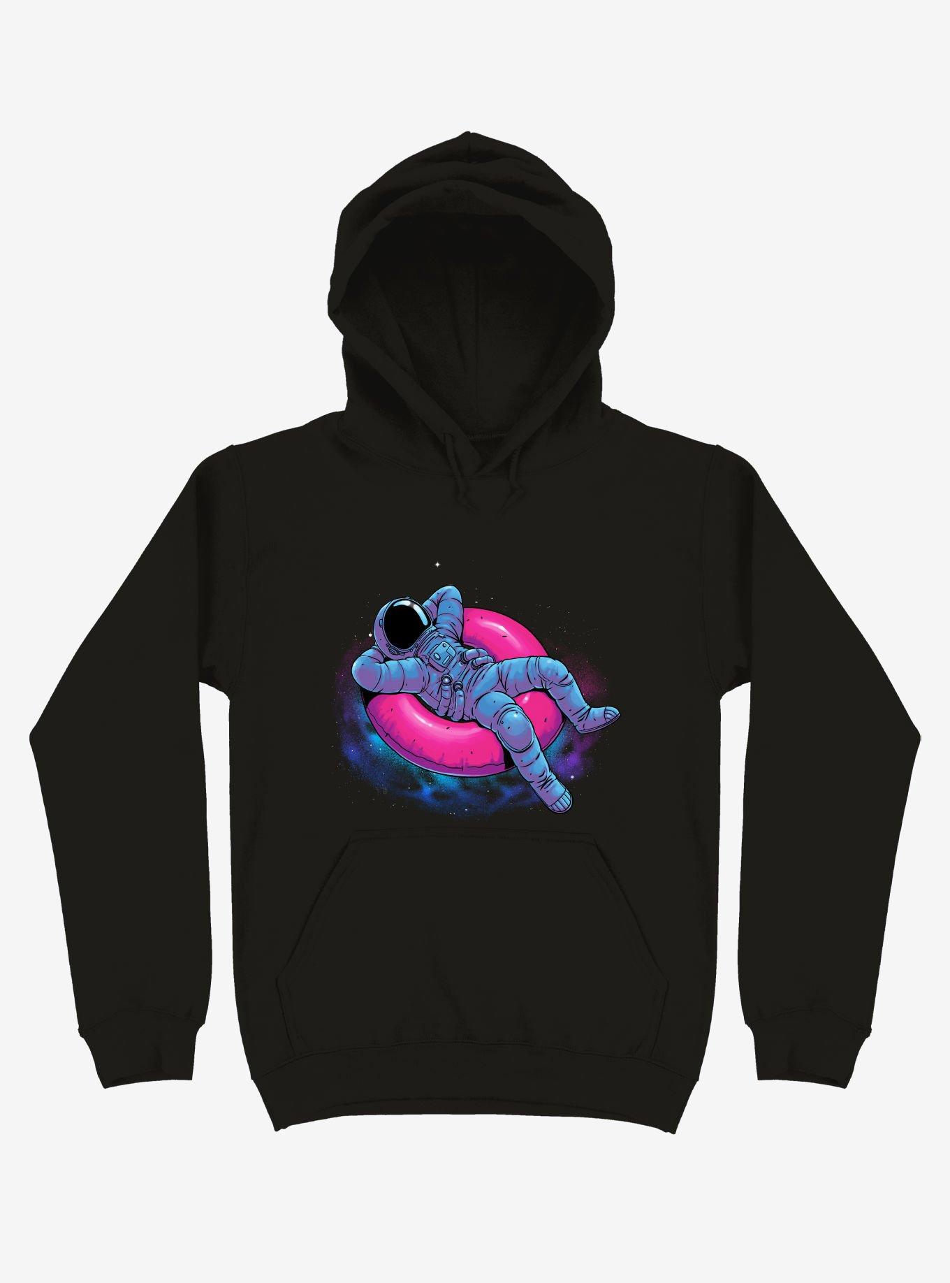 Astronaut Floating Dream Black Hoodie, BLACK, hi-res