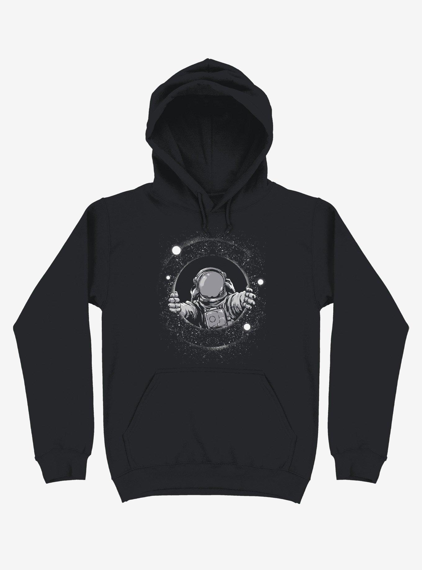 Astronaut Holding Black Hole Black Hoodie, BLACK, hi-res