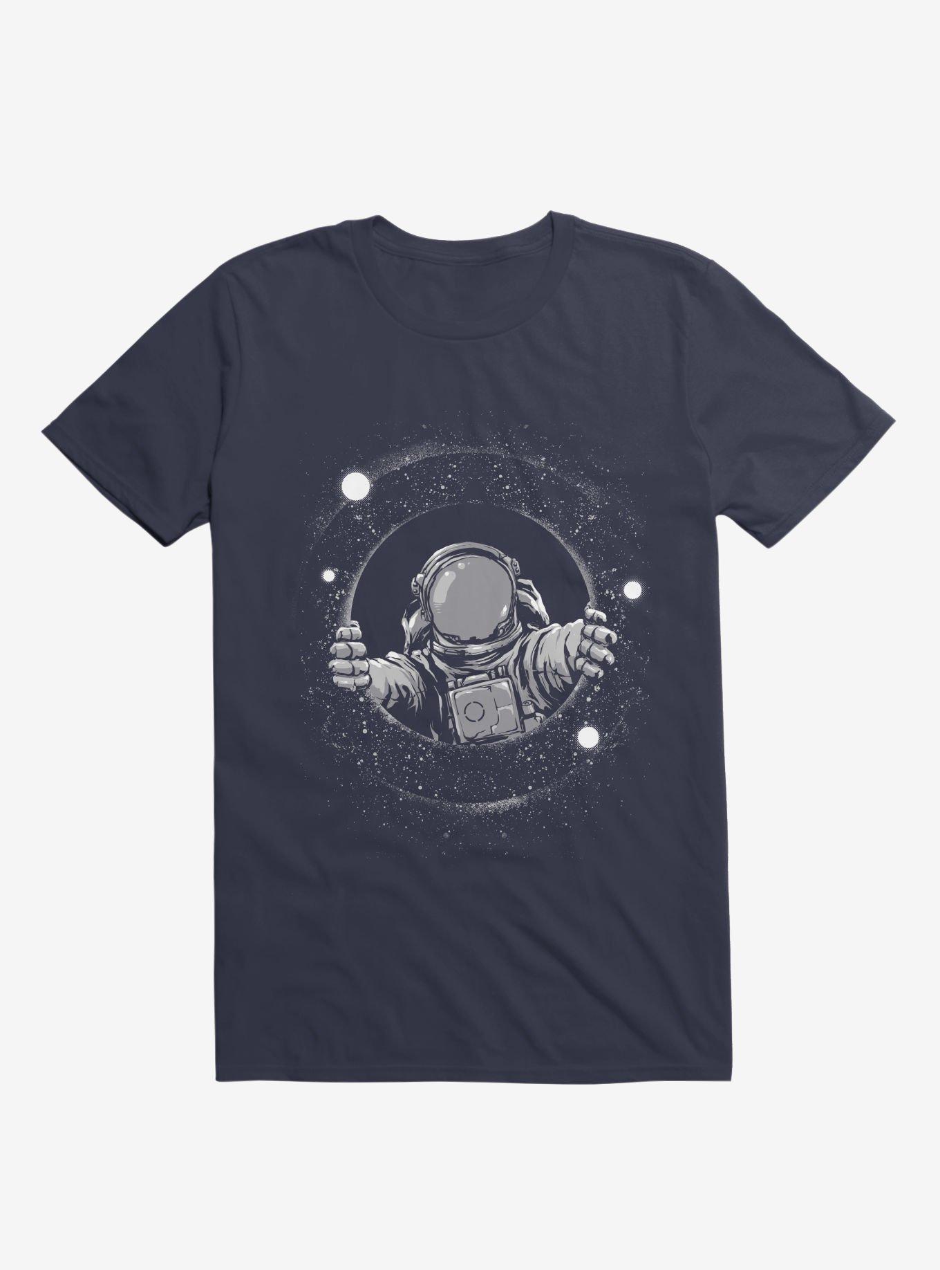 Astronaut Holding Black Hole Navy Blue T-Shirt