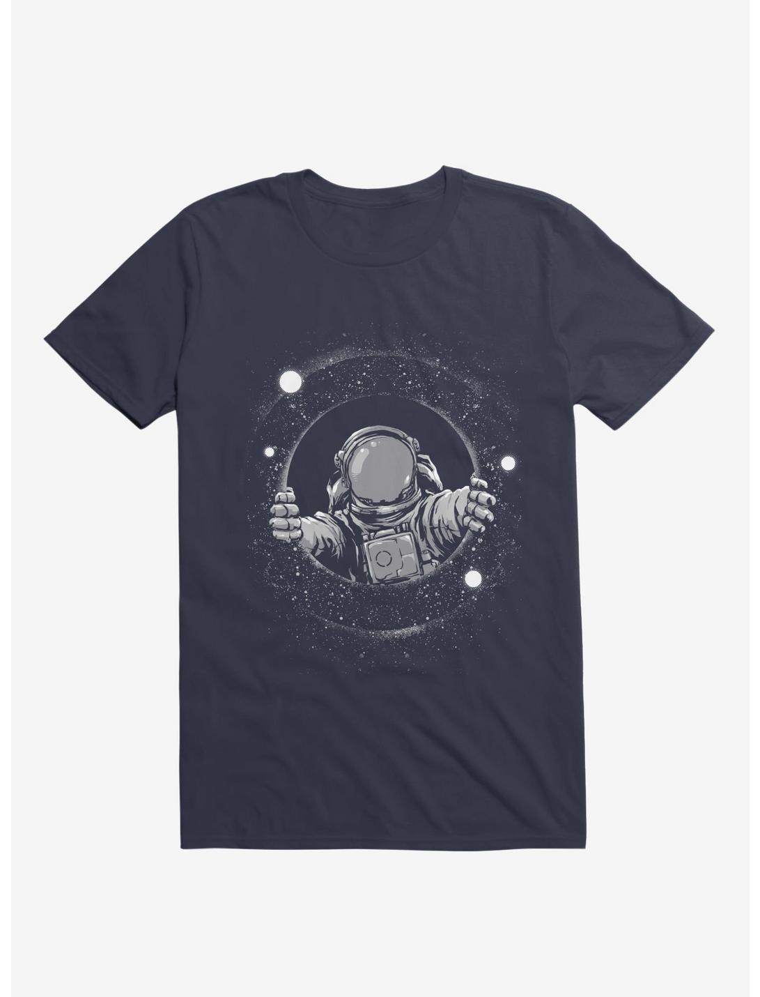 Astronaut Holding Black Hole Navy Blue T-Shirt, NAVY, hi-res